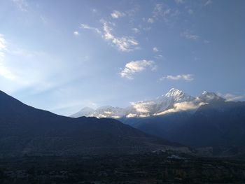 Scenic view of mountains against sky