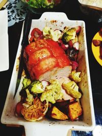 Close-up of meal served in plate