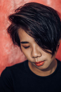 Close-up portrait of a beautiful young woman