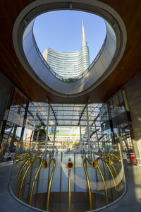 Low angle view of modern building against sky