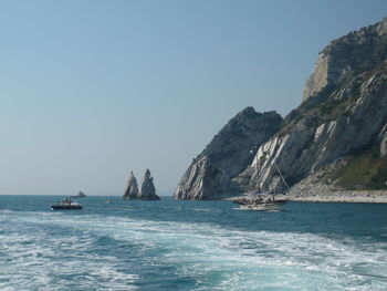 Scenic view of sea against clear sky