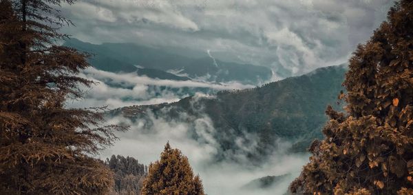 Cloudy sky at the top hill of mussoorie