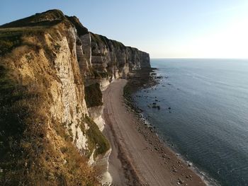 Scenic view of sea against clear sky