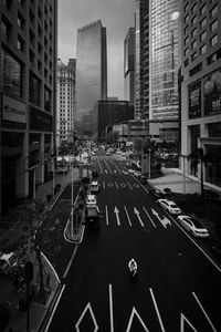 High angle view of city street and buildings