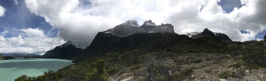 Panoramic view of mountains against sky