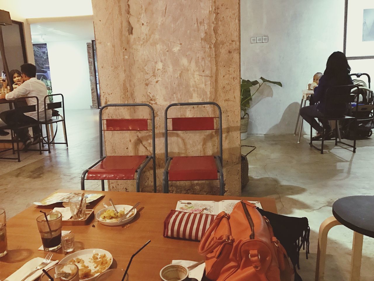 chair, table, real people, indoors, day