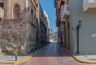 Beautiful building facades in the historic old town, casco viejo, panama city