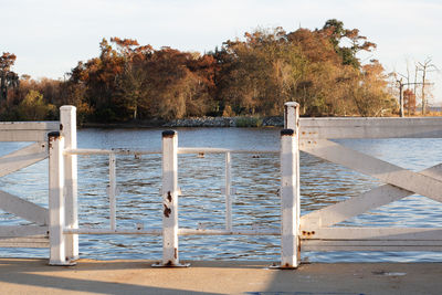 Scenic view of lake against sky during autumn