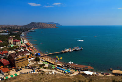 Summer day view of sudak city in crimea