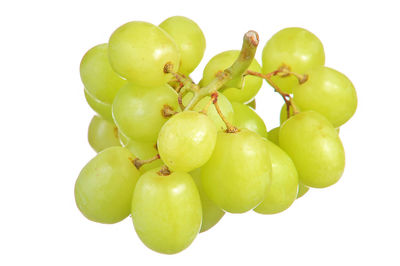 Close-up of fresh grapes against white background