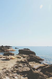 Scenic view of sea against clear sky