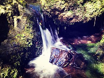 Stream flowing through rocks in forest