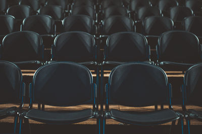 Chairs and tables in row