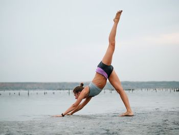 Young woman exercising