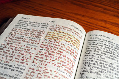 Close-up of text on book
