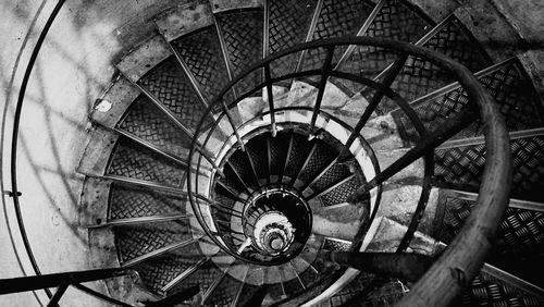 High angle view of spiral staircase