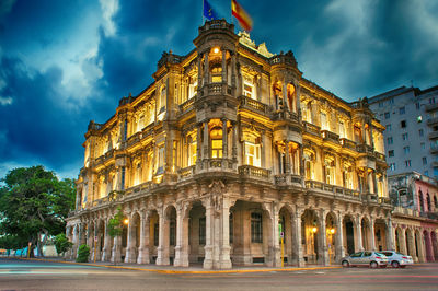 View of historical building at dusk