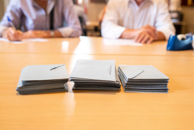 Close-up of books on table