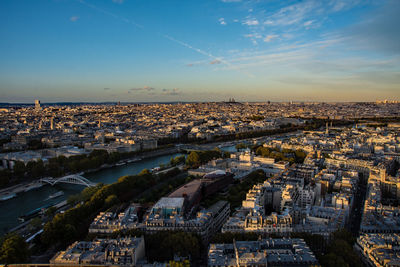 High angle view of buildings in city