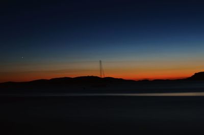 Scenic view of silhouette landscape against sky during sunset