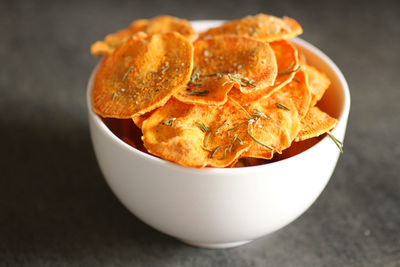 High angle view of food in bowl