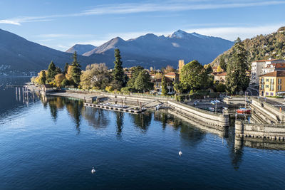 Foliage with red leaves near the lake maggiore in maccagno.