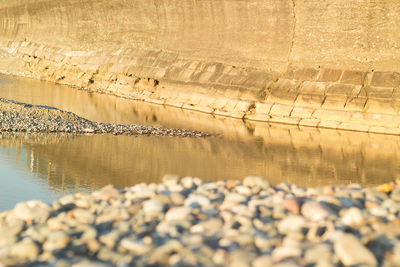 Scenic view of stones in lake