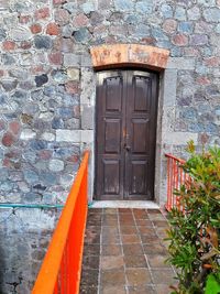 Closed door of building