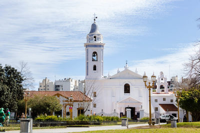 Low angle view of church against sky in recoleta, buenos aires, argentina. 