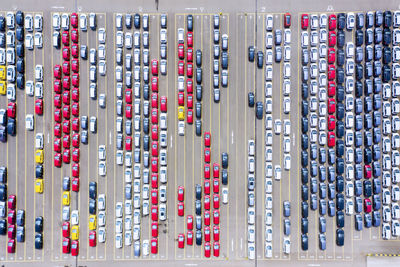 Aerial view of cars on parking lot