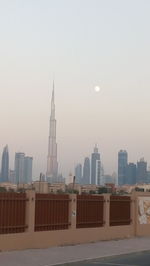 View of cityscape against clear sky