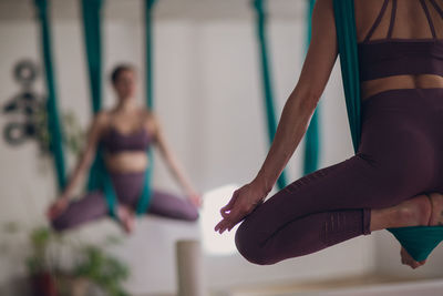 Woman acrobatics at studio