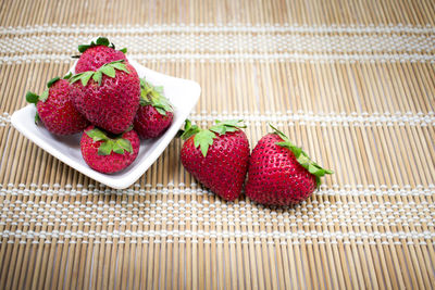 Close-up of strawberries in plate