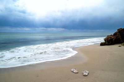 Scenic view of beach against sky