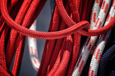 Close up of red ropes