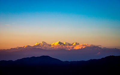 Beautiful view of mountain ganesh range at kathmandu, nepal.