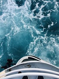 High angle view of boat in sea