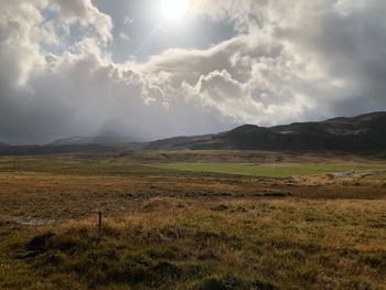 Scenic view of field against sky