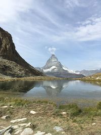 Scenic view of lake against sky