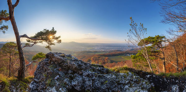 Scenic view of landscape against sky during sunset