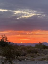 Scenic view of field against sky during sunset