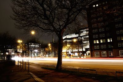 Illuminated street at night
