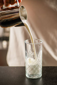 Close-up of drink in glass on table