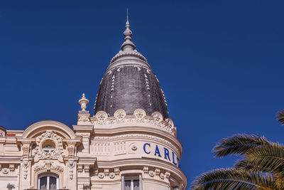 Low angle view of cathedral against blue sky