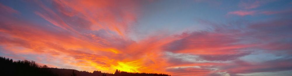 Scenic view of dramatic sky at sunset