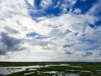 Scenic view of land against sky