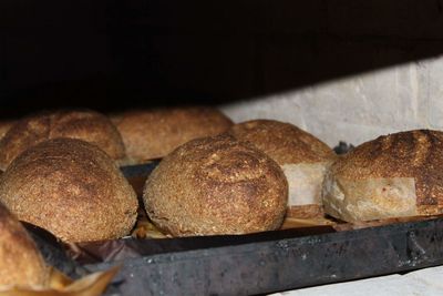 Close-up of bread on display at store