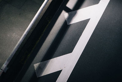 High angle view of zebra crossing on road