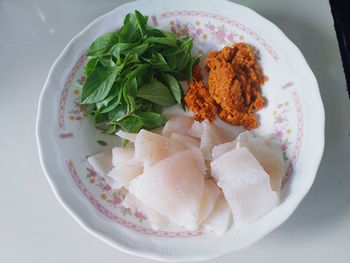 High angle view of meal served in plate