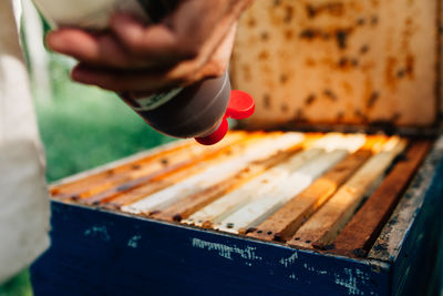 Close-up of person preparing food